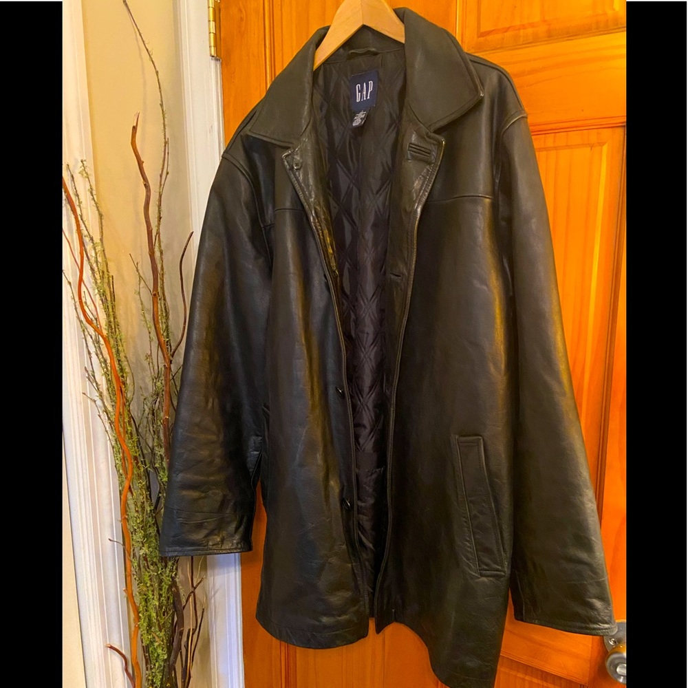 Black leather oversized blazer